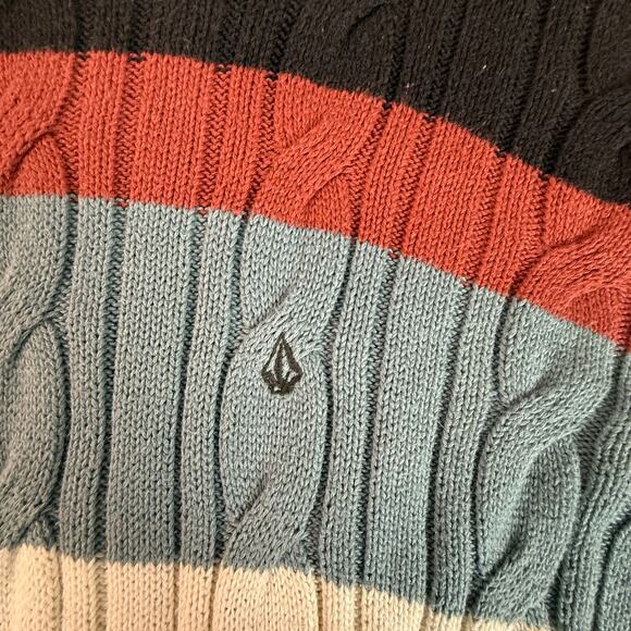 Volcom Multicolor Striped Cable Knit Crew Sweater — Preowned Women’s - Picture 5 of 6